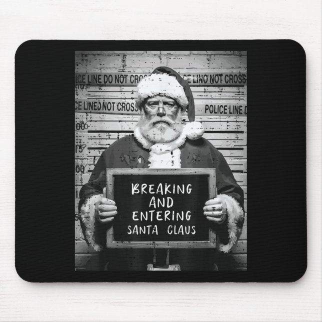 Alfombrilla De Ratón Christmas Santa Mugshot Breaking Entering Xmas Men (Frente)