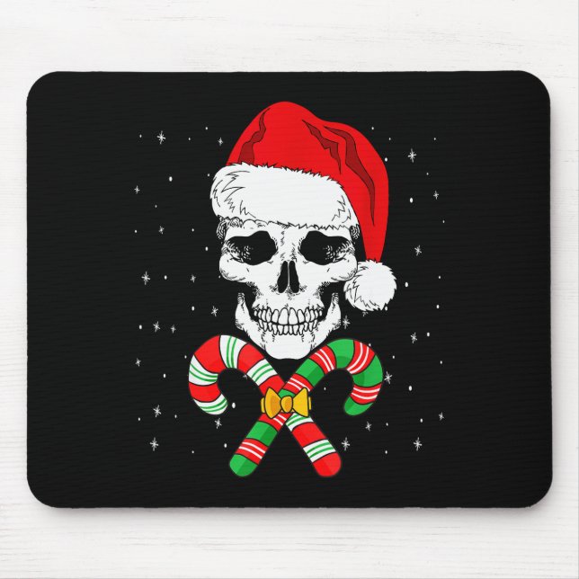 Alfombrilla De Ratón Christmas Santa Skull Xmas Candy Skull Wearing San (Frente)