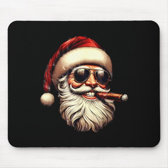 Alfombrilla De Ratón Christmas Santa Smoking Cigar With Sungl Cigar Smo (Frente)