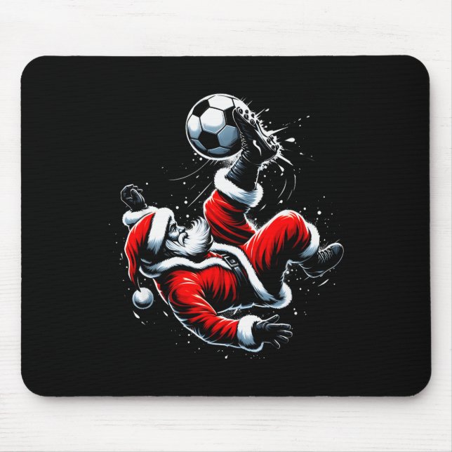 Alfombrilla De Ratón Christmas Santa Soccer Player Bicycle Kick Xmas Ba (Frente)