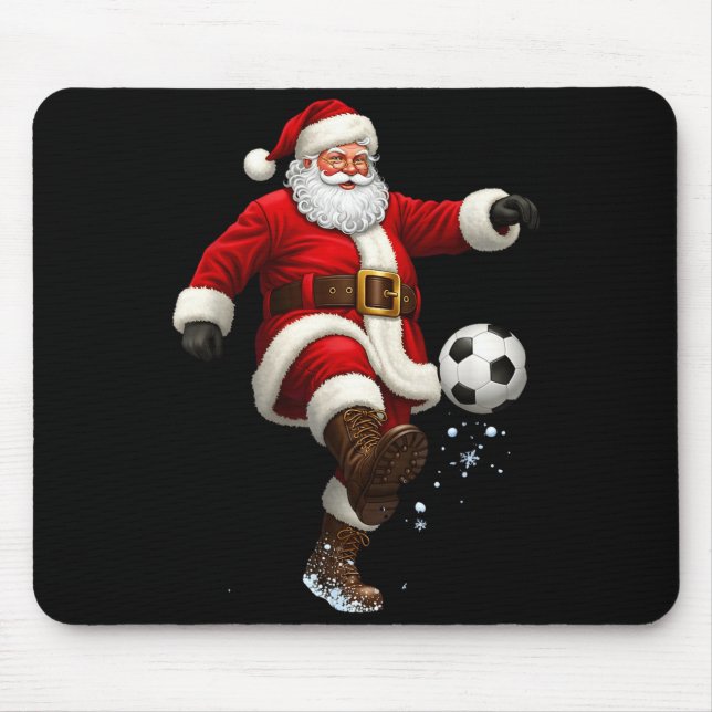 Alfombrilla De Ratón Christmas Santa Soccer Player Football Festive Mer (Frente)