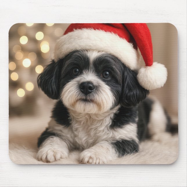 Alfombrilla De Ratón Christmas Shih Tzu Dog With Santa Hat (Frente)