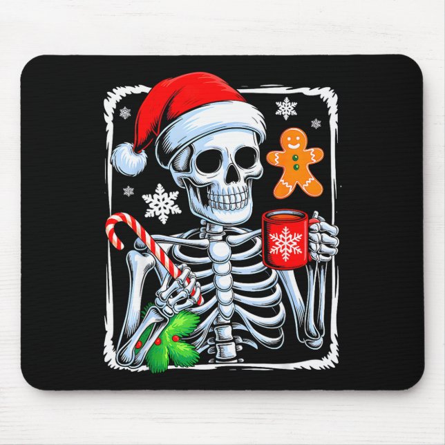 Alfombrilla De Ratón Christmas Skeleton Hot Chocolate Funny Xmas Men Wo (Frente)