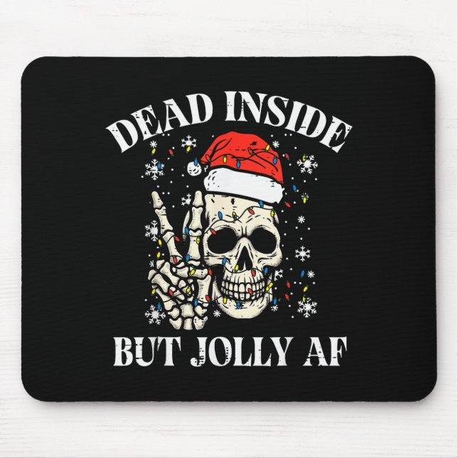 Alfombrilla De Ratón Christmas Skull Peace Dead Inside But Jolly Xmas M (Frente)