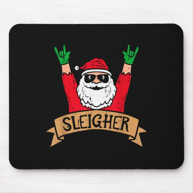 Alfombrilla De Ratón Christmas Sleigher Santa Rock Xmas Rocker Men Wome (Frente)