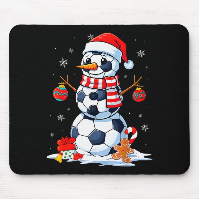 Alfombrilla De Ratón Christmas Soccer Funny Snowman Men Boys Kids  (Frente)