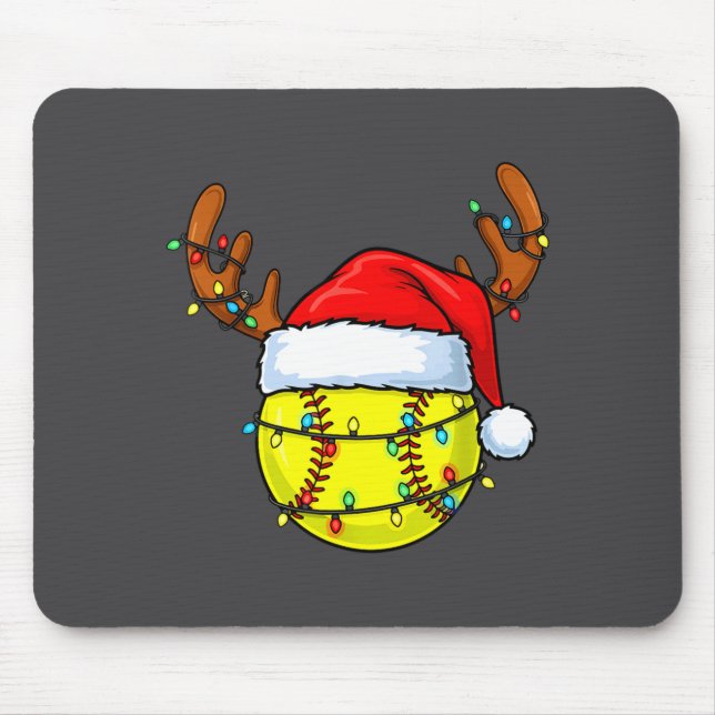 Alfombrilla De Ratón Christmas Softball Xmas Santa Srts Hat Mens Womens (Frente)