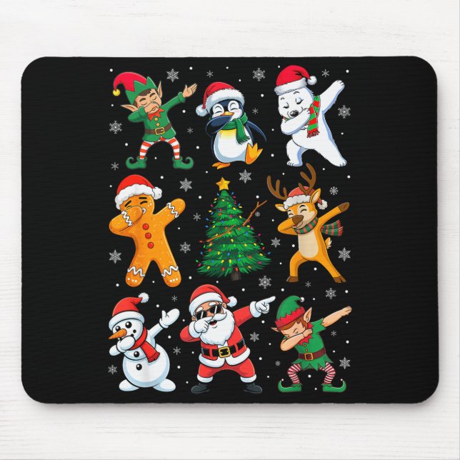 Alfombrilla De Ratón Christmas Squad Dabbing Santa Elf Family Matching  (Frente)