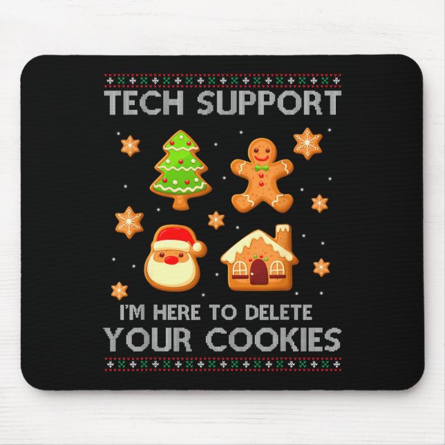 Alfombrilla De Ratón Christmas Tech Suprt Here To Delete Cookies Ugly S (Frente)