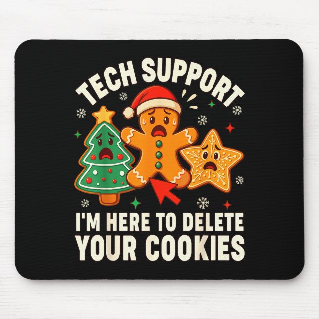 Alfombrilla De Ratón Christmas Tech Suprt Here To Delete Cookies Xmas M (Frente)