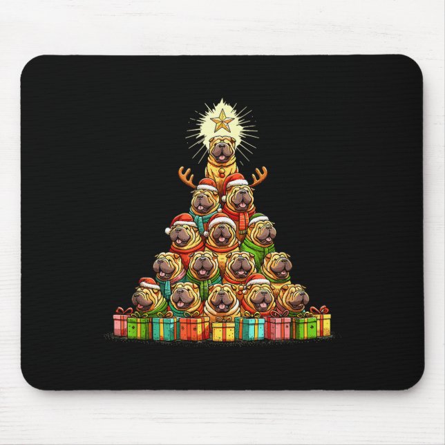Alfombrilla De Ratón Christmas Tree Chinese Shar-pei Shar Pei  (Frente)