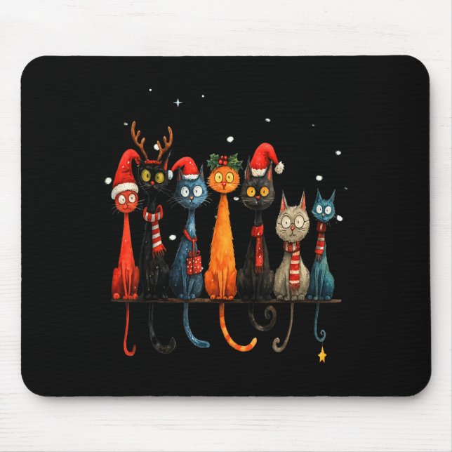 Alfombrilla De Ratón Christmas Whimsical Mid-century Modern Look Cats 5 (Frente)
