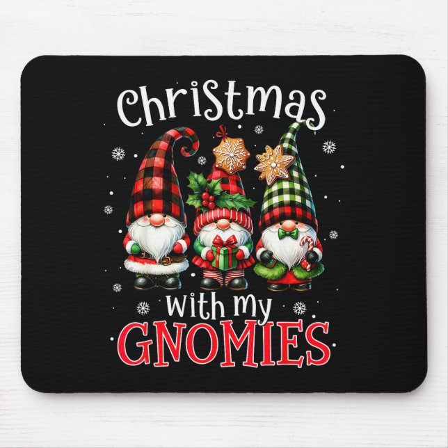 Alfombrilla De Ratón Christmas With My Gnomies Buffalo Plaid Gnome Fami (Frente)