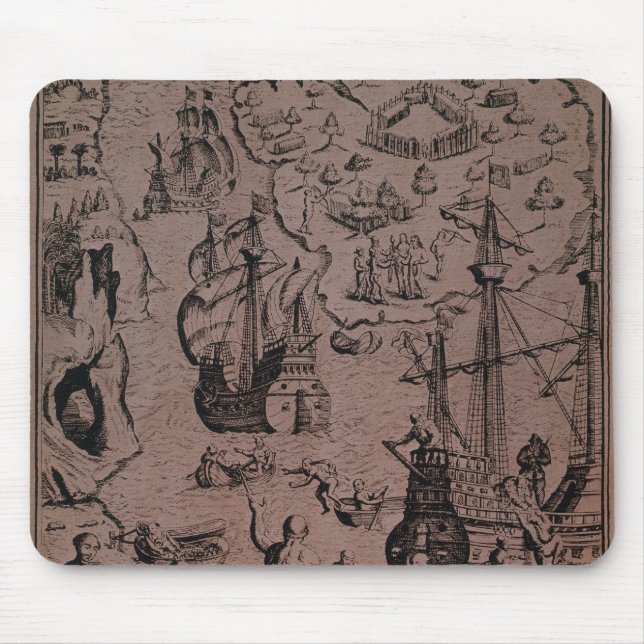 Alfombrilla De Ratón Christopher Colombus que descubre las islas (Frente)