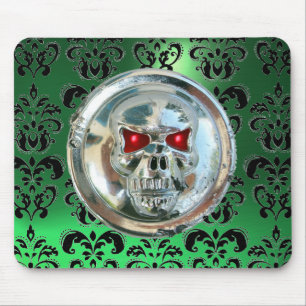 Alfombrilla De Ratón CHROME SKULL, Damask, Green Jade