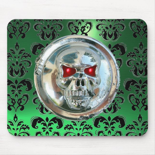 Alfombrilla De Ratón CHROME SKULL, Damask, Green Jade (Frente)