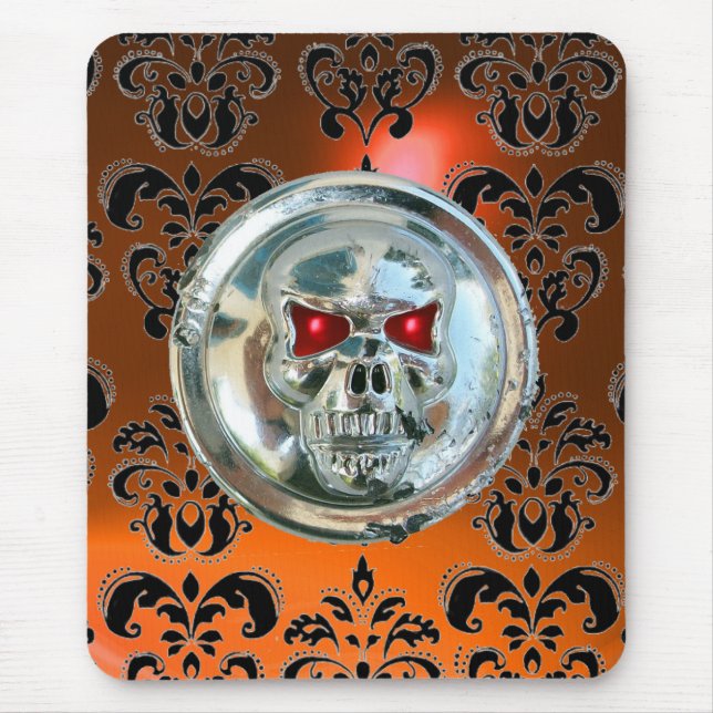 Alfombrilla De Ratón CHROME SKULL, Damask, Naranja Agate (Frente)