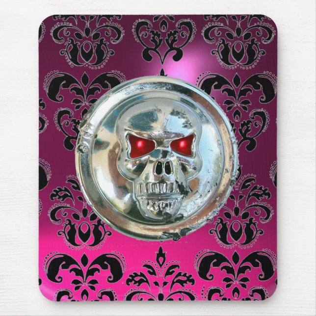 Alfombrilla De Ratón CHROME SKULL, Damask Pink, Purple Amethyst (Frente)