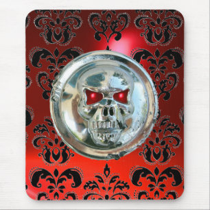 Alfombrilla De Ratón CHROME SKULL, Damask, Red Ruby