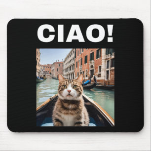Alfombrilla De Ratón Ciao Funny Gondolier Cat En Un Gondola Veneciano
