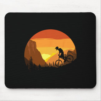 Alfombrilla De Ratón Ciclismo de montaña Retro Trail Rider Atardecer