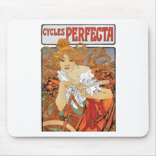 Alfombrilla De Ratón Ciclista del chica de Nouveau del arte del vintage