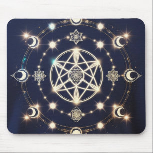 Alfombrilla De Ratón Ciclo Lunar Celestial Mandala – Geometría Sagrada