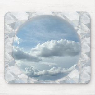 Alfombrilla De Ratón Cielo azul y nubes blancas en el marco