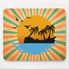 Alfombrilla De Ratón Cielo de atardecer retro en llamas