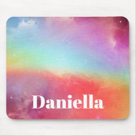 Alfombrilla De Ratón Cielo holográfico oscuro y colorido con nombre per