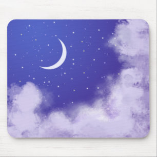 Alfombrilla De Ratón Cielo nocturno de ensueño con luna creciente