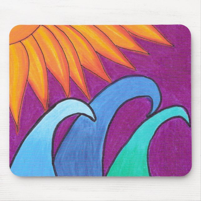 Alfombrilla De Ratón Cielo púrpura sobre olas - Mousepad (Frente)