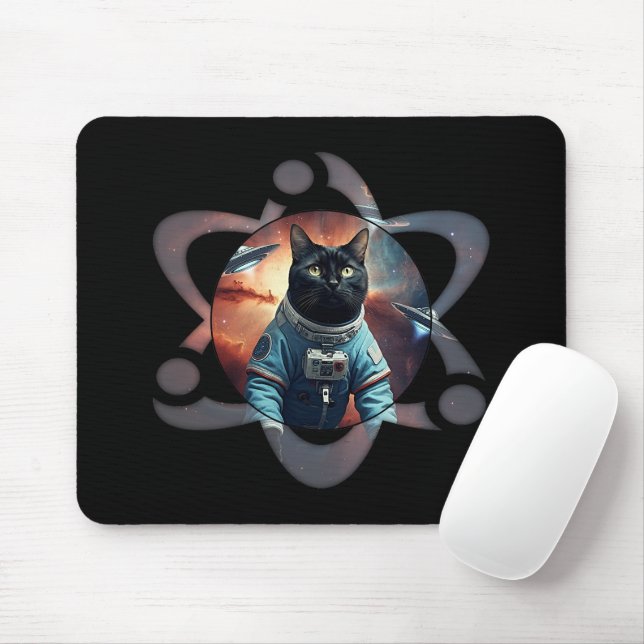 Alfombrilla De Ratón Ciencia del gato espacial (Con ratón)