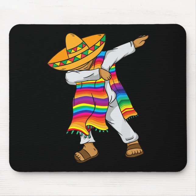 Alfombrilla De Ratón Cinco De Mayo Dabbing Niños Poncho mexicanos peque (Frente)