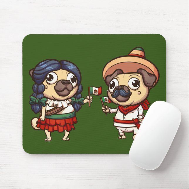 Alfombrilla De Ratón Cinco De Mayo Pugs Mousepad (Con ratón)