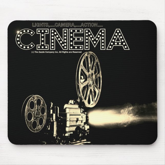 Alfombrilla De Ratón CINEMA: Mousepad con cámara de cine (Frente)