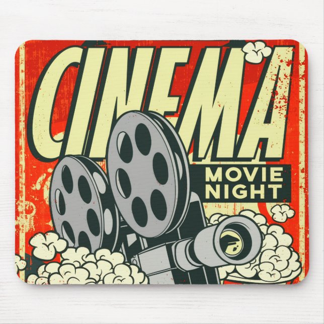 Alfombrilla De Ratón CINEMA: Mousepad de Retro Noche de Película (Frente)