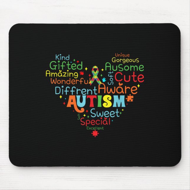 Alfombrilla De Ratón Cinta de autismo de amor cardíaco apoya la salud m (Frente)