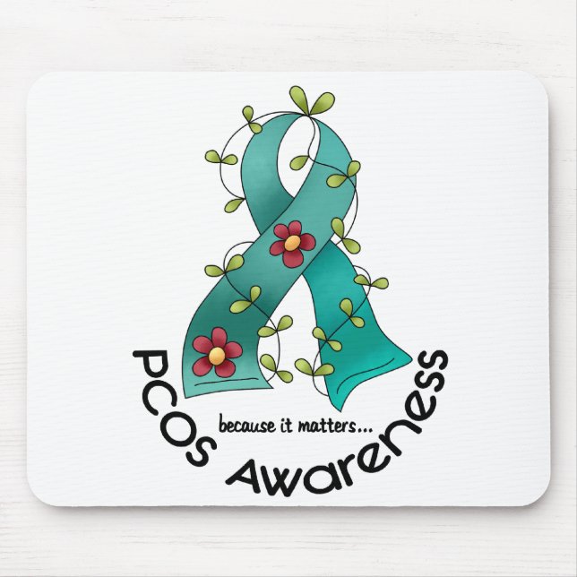 Alfombrilla De Ratón Cinta de la flor de PCOS (Frente)