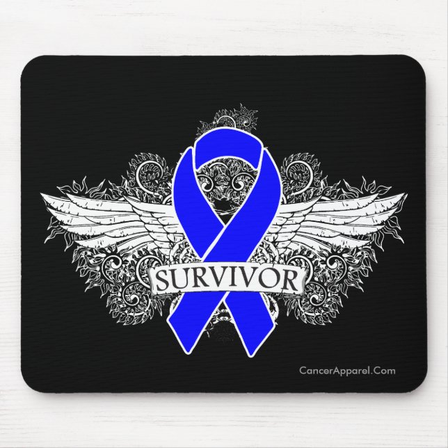 Alfombrilla De Ratón Cinta de SURVIVOR alada con cáncer de colon (Frente)