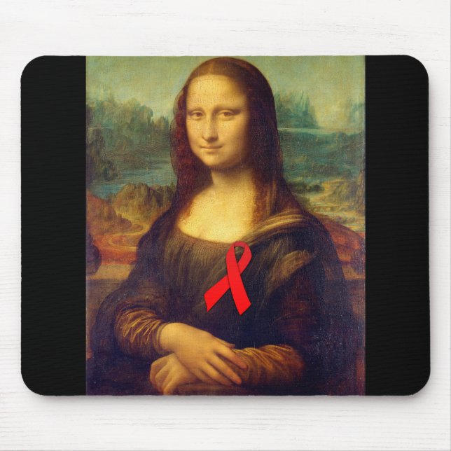 Alfombrilla De Ratón Cinta roja Mona Lisa (Frente)
