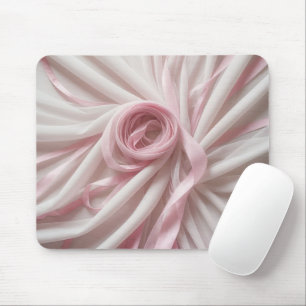 Alfombrilla De Ratón Cinta rosa con tulipán blanco