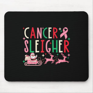 Alfombrilla De Ratón Cinta Rosa de Navidad de Cáncer Santa Trineo Reno