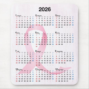 Alfombrilla De Ratón Cinta rosa del calendario de 2025 años