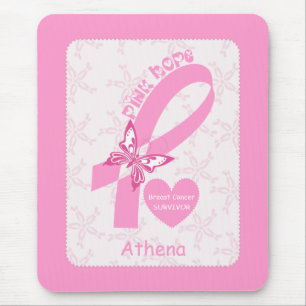 Alfombrilla De Ratón Cinta rosa Sobreviviente de cáncer de mama y front
