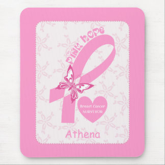 Alfombrilla De Ratón Cinta rosa Sobreviviente de cáncer de mama y front