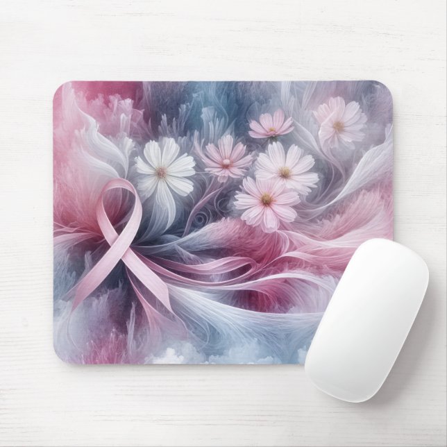 Alfombrilla De Ratón Cinta Rosa Y Flores Cosmos (Con ratón)