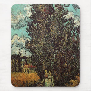 Alfombrilla De Ratón Cipreses y dos mujeres de Vincent van Gogh