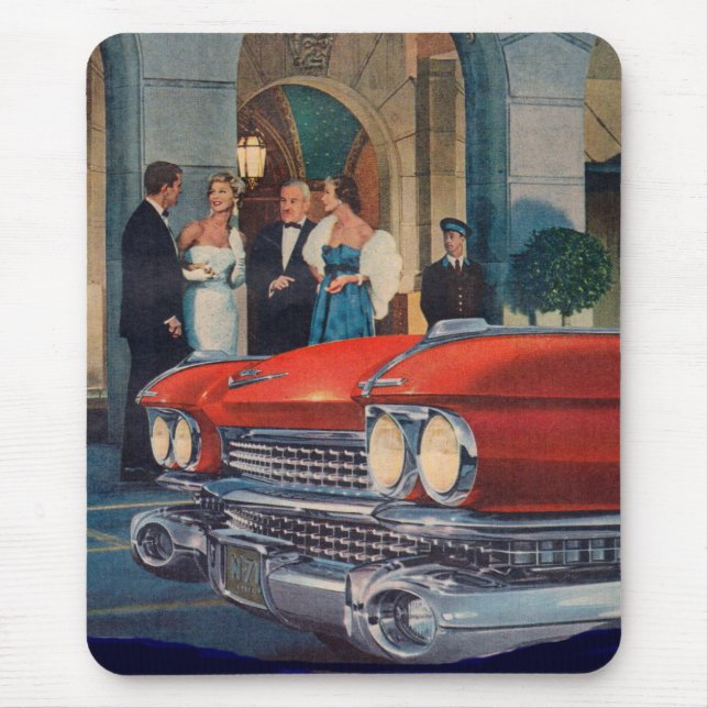 Alfombrilla De Ratón circa la parrilla de Cadillac de 1960 rojos (Frente)