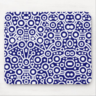 Alfombrilla De Ratón Circuito alienígena II - Blanco sobre azul oscuro